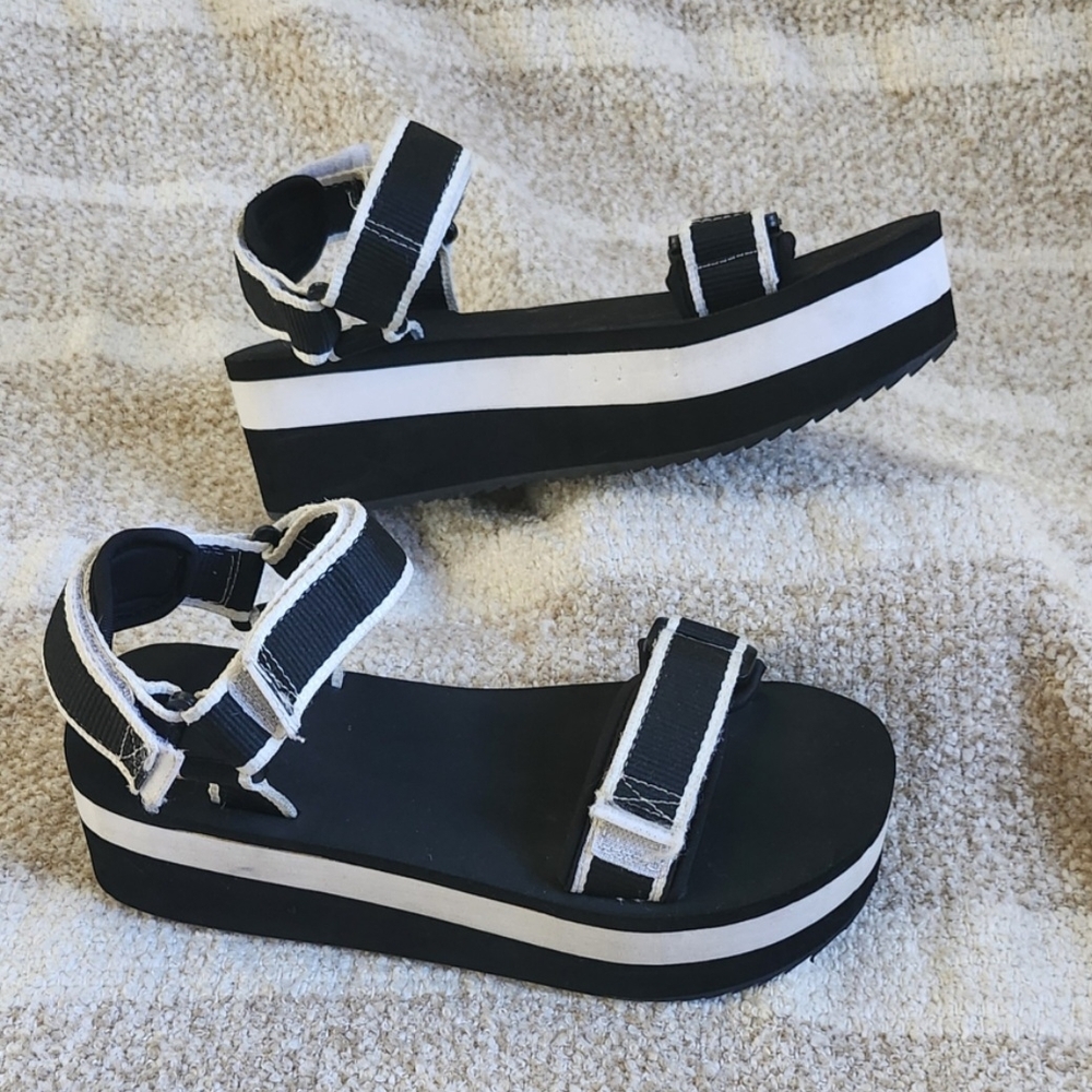 H&M Black and White Sporty Platform Sandals